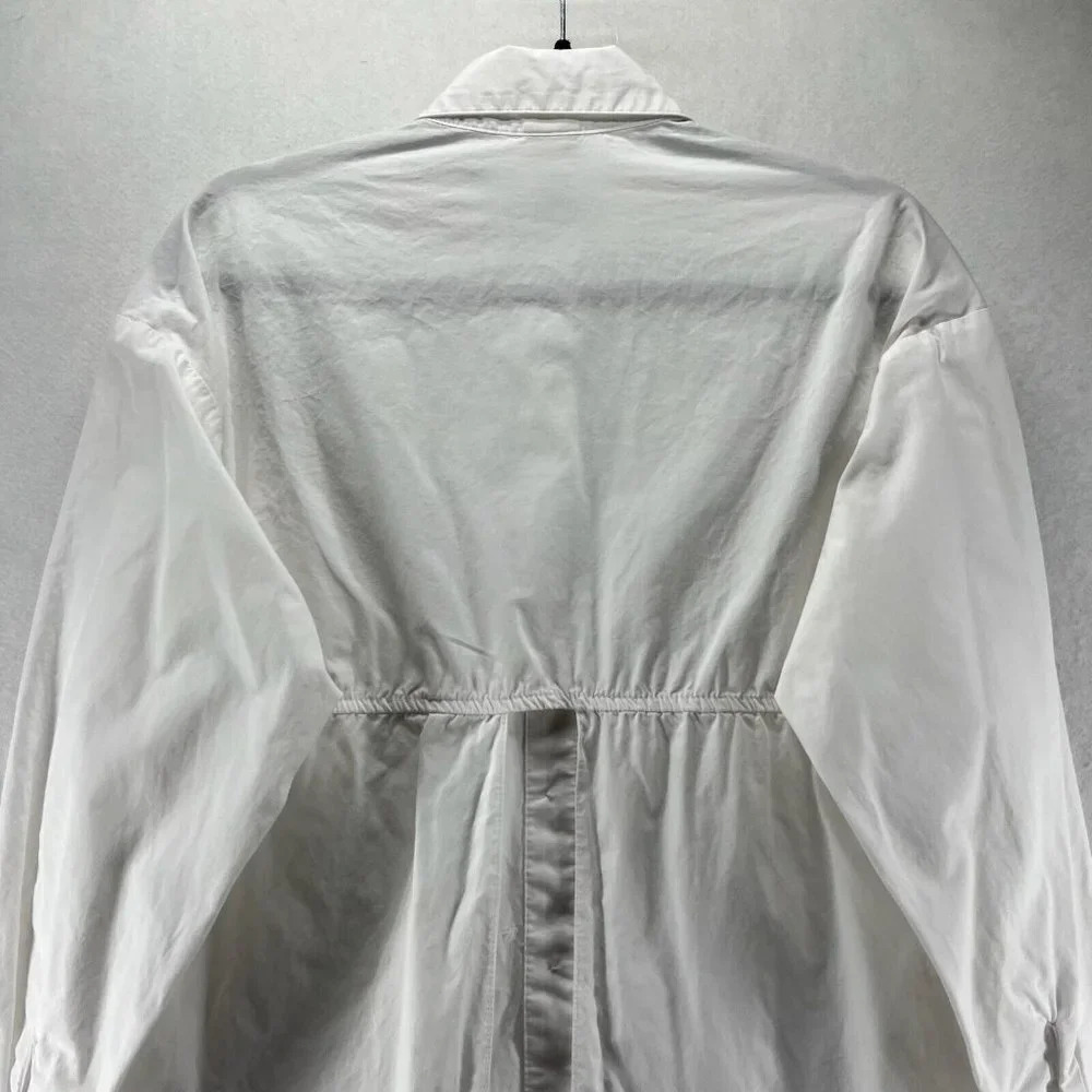 River Island Top Womens 8 Tunic Button Front Long Sleeve Tie Front Vented White - Picture 6 of 12
